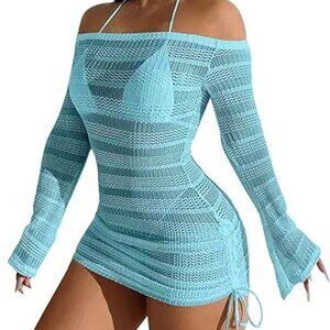 Women's Summer Swimsuit Cover Up Long Sleeve Swim Dress Beach Outfits